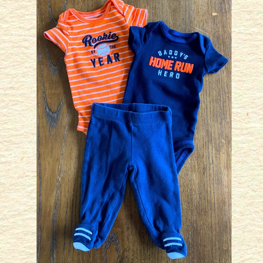 5/$20 Boys Baseball Theme Bodysuit Set